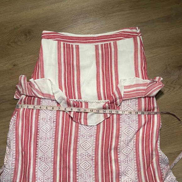 Anthropologie Pixie Tiered Maxi Skirt by De Novo size 12 L red white stripe midi - Picture 8 of 9